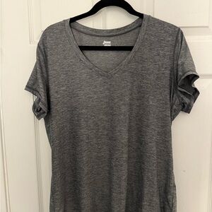 Gray V-Neck Women's Top